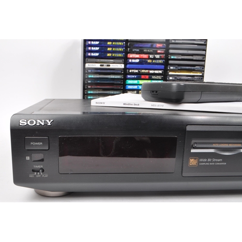 407 - SONY - A 1997/01 vintage minidisc deck player, MDS-JE510 and the remote control, with an additional ... 