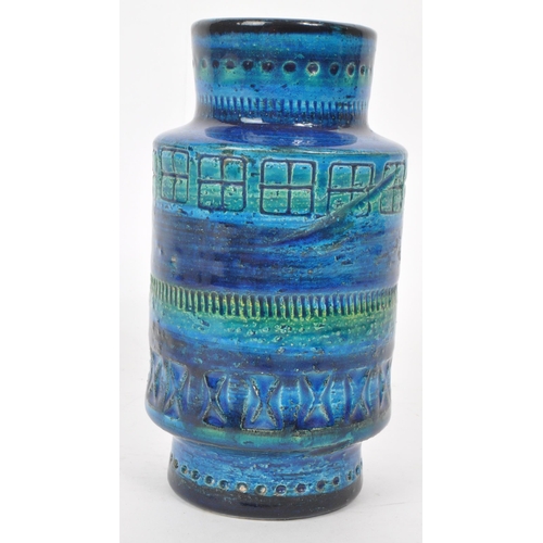 436 - A vintage mid century Italian believed to be Bitossi vase, decorated in blue and green geometric pat... 