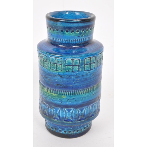 436 - A vintage mid century Italian believed to be Bitossi vase, decorated in blue and green geometric pat... 