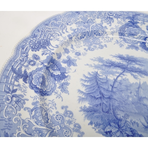 439 - William Ridgway & Co - Tyrolean - A mid 19th century large blue and white serving platter, with ... 