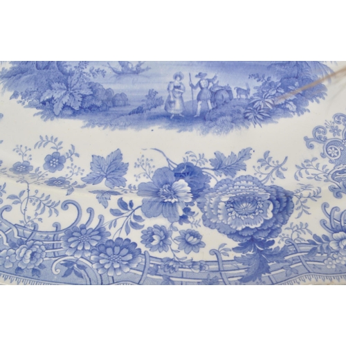 439 - William Ridgway & Co - Tyrolean - A mid 19th century large blue and white serving platter, with ... 