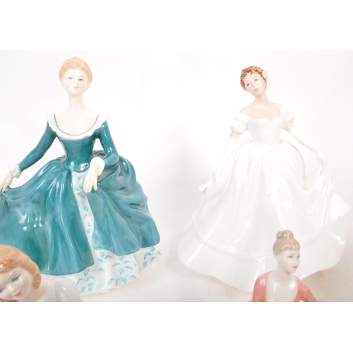 440 - A collection of six late 20th century porcelain lady figurines, comprised of three Royal Doulton and... 