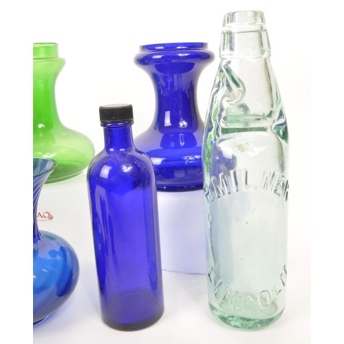 448 - Bristol Blue - Collection of vintage 20th century blue glass items. To include bottles, paperweights... 