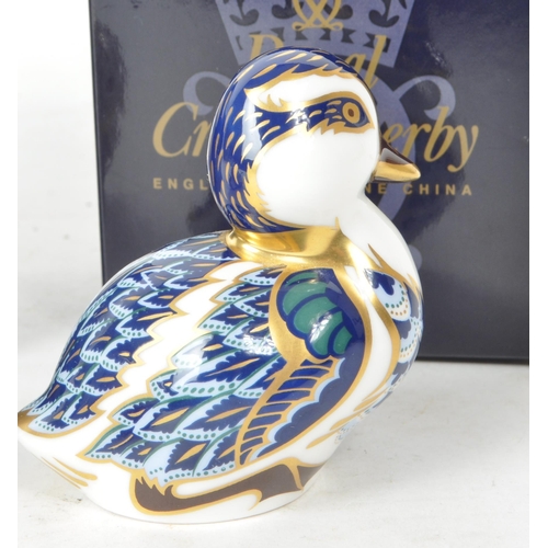 465 - Royal Crown Derby - Two late 20th / 21st century porcelain duck paperweights, comprised of a 2001 MM... 