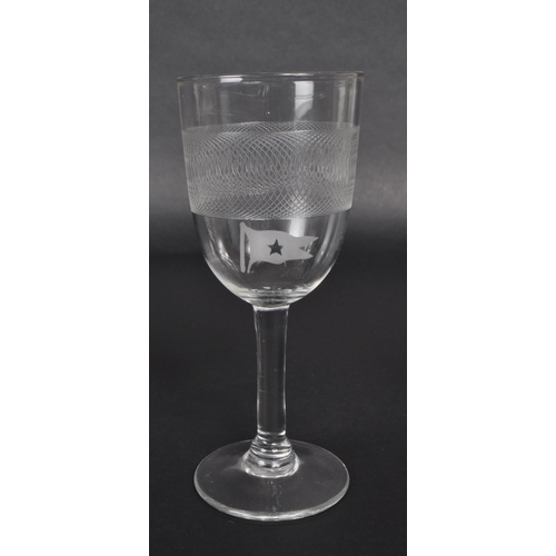 476 - Two early 20th century believed to be White Star Line liquor glasses, one featuring an etched spiral... 