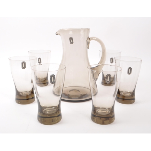 481 - Whitefriars - A mid 20th century circa 1960s Whitefriars smoked glass drinking glass set / lemonade ... 