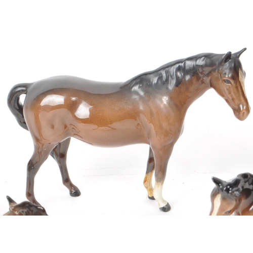 49 - Beswick - A collection of six 20th-century horse and foal figurines, comprising of two adult standin... 