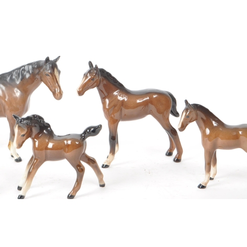 49 - Beswick - A collection of six 20th-century horse and foal figurines, comprising of two adult standin... 