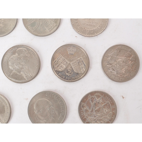 536 - A collection of 20th century cupro-nickel Britsish crown coins, including examples such as a 1947-19... 