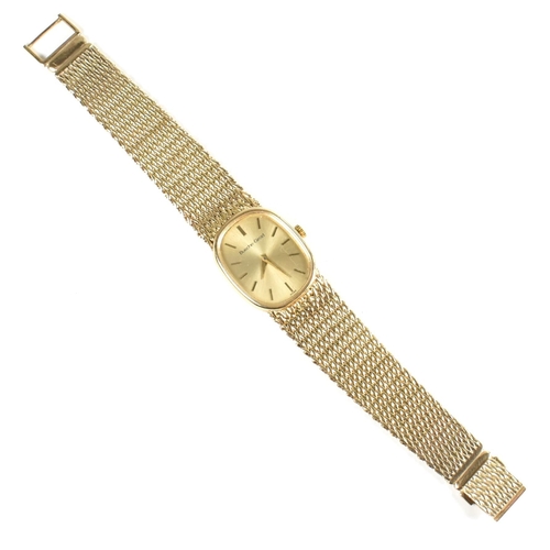 118a - A Bueche-Girod gold plated wristwatch. The Swiss Bueche-Girod wristwatch having an oval dial with st... 