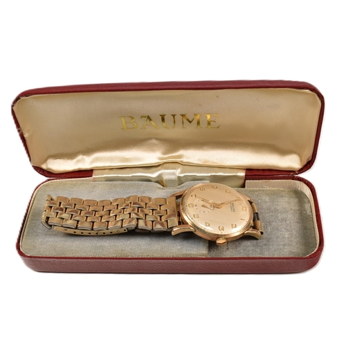 176 - A Baume incabloc 17 jewels 9ct gold presentation wristwatch. The 9ct gold Baume wristwatch having a ... 