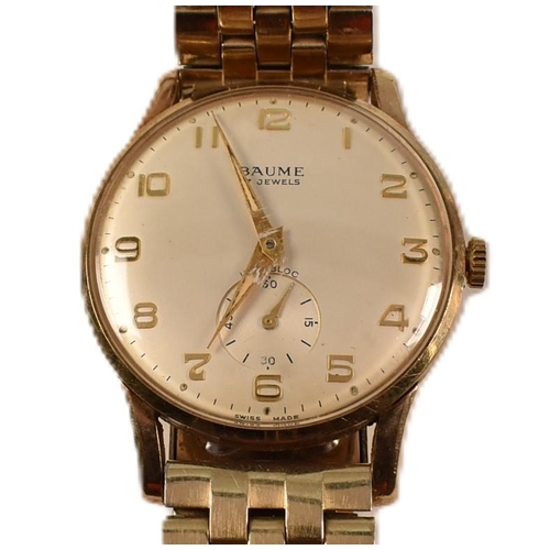 176 - A Baume incabloc 17 jewels 9ct gold presentation wristwatch. The 9ct gold Baume wristwatch having a ... 