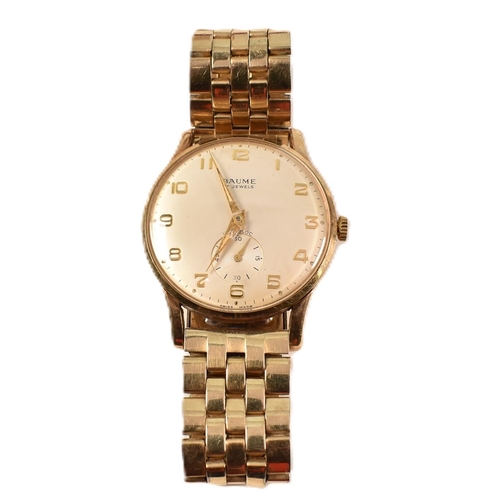 176 - A Baume incabloc 17 jewels 9ct gold presentation wristwatch. The 9ct gold Baume wristwatch having a ... 