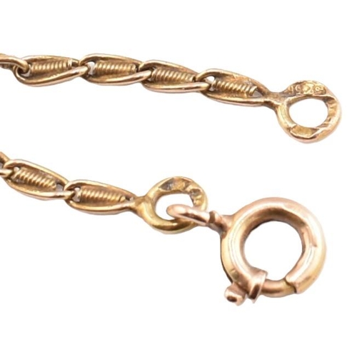 188 - A 9ct gold fancy link chain necklace. The fancy link yellow gold chain necklace having a spring ring... 