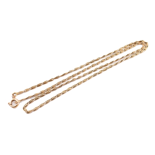 188 - A 9ct gold fancy link chain necklace. The fancy link yellow gold chain necklace having a spring ring... 