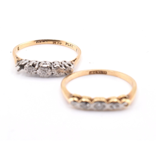 189 - Two 18ct gold, platinum and diamond rings AF. The lot to include an 18ct gold, platinum and diamond ... 