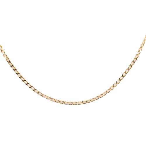 211 - A hallmarked 9ct gold curb link chain necklace. The 9ct yellow gold chain necklace comprised of curb... 