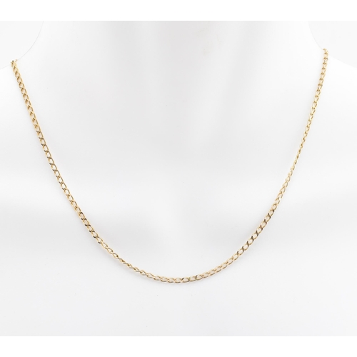 211 - A hallmarked 9ct gold curb link chain necklace. The 9ct yellow gold chain necklace comprised of curb... 