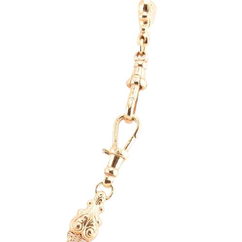 22 - A hallmarked 9ct gold tassel chain necklace. The 9ct yellow gold necklace having a tassel pendant su... 