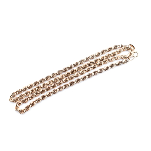 221 - A hallmarked 9ct gold rope twist chain necklace.The 9ct yellow gold rope twist chain necklace having... 