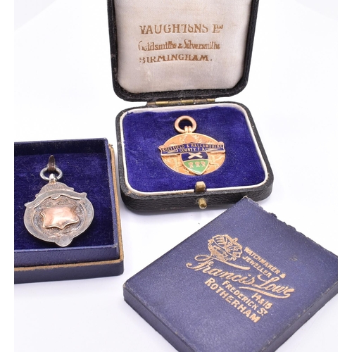 226 - 1920s cased hallmarked 9ct gold football medal for Sheffield & Hallamshire County FA - Associati... 