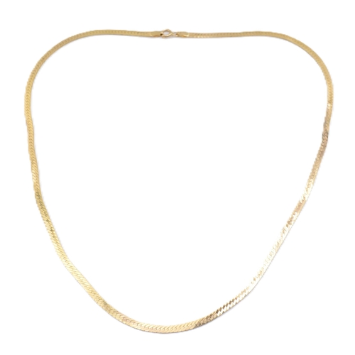 236 - A hallmarked 9ct gold snake chain necklace. The 9ct yellow gold necklace hallmarked with import mark... 