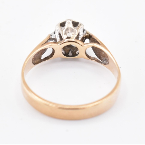 239 - Gold and diamond solitaire ring. The ring set with a single star set round brilliant cut diamond to ... 