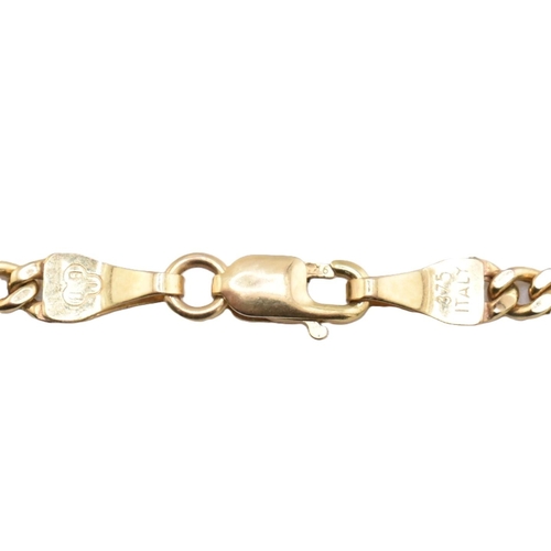 261 - A hallmarked 9ct gold curb link chain necklace. The 9ct yellow gold curb link chain having a lobster... 