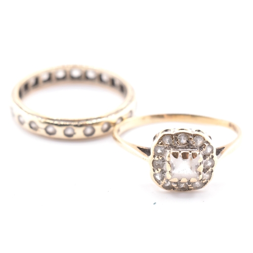 271 - Two 9ct gold and white stone rings. The rings to include a hallmarked 9ct gold and white stone clust... 