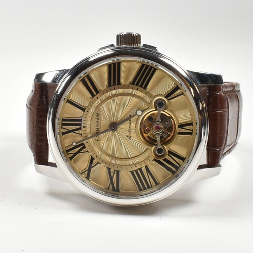 514 - An Earnshaw contemporary stainless steel and leather gentleman's wristwatch. The watch with engine t... 