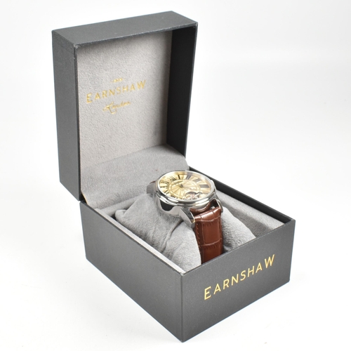 514 - An Earnshaw contemporary stainless steel and leather gentleman's wristwatch. The watch with engine t... 