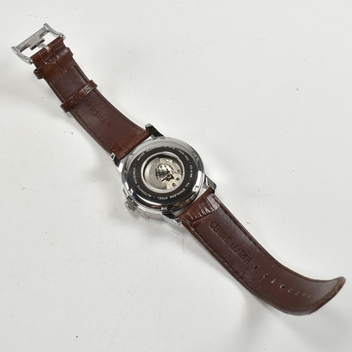 514 - An Earnshaw contemporary stainless steel and leather gentleman's wristwatch. The watch with engine t... 