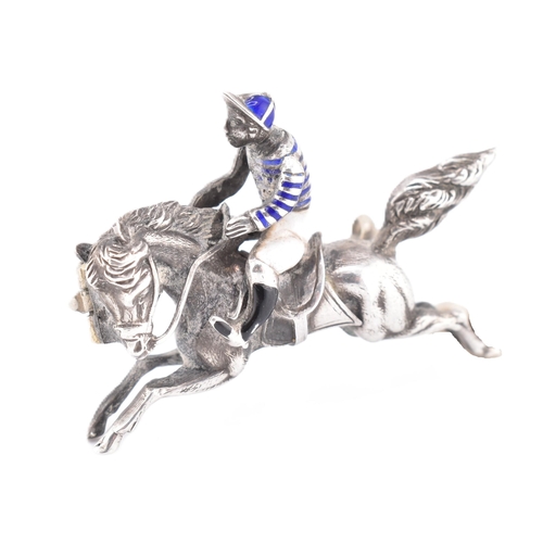 54 - A 19th century Victorian white metal novelty horse and Jockey brooch pin. The brooch in the form of ... 