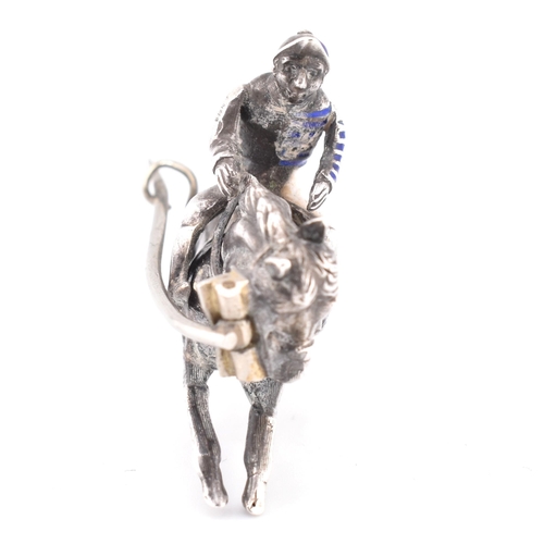 54 - A 19th century Victorian white metal novelty horse and Jockey brooch pin. The brooch in the form of ... 