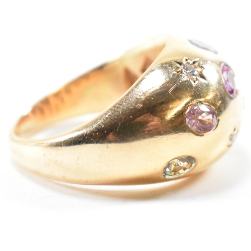 54a - A hallmarked 18ct gold sapphire and diamond set dome ring. Hallmarked Birmingham, 2009, sponsors mar... 