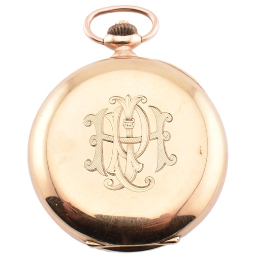 7 - A hallmarked 9ct gold Omega twin dial chronograph pocket watch. The Omega pocket watch having Arabic... 