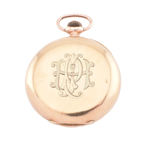 7 - A hallmarked 9ct gold Omega twin dial chronograph pocket watch. The Omega pocket watch having Arabic... 