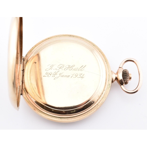 7 - A hallmarked 9ct gold Omega twin dial chronograph pocket watch. The Omega pocket watch having Arabic... 