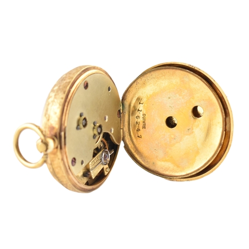 77 - A 9ct gold open face pocket watch. The 9ct yellow gold pocket watch having Roman numeral indices and... 