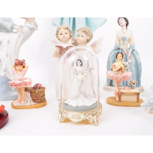 101 - Collection of 20th century porcelain and resin figurines, including examples from Lladro, Dresden, S... 