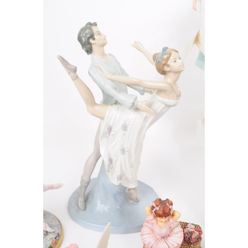 101 - Collection of 20th century porcelain and resin figurines, including examples from Lladro, Dresden, S... 