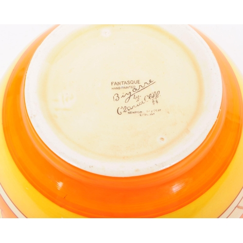 119 - Clarice Cliff - Bizarre - Mid century vintage porcelain bowl. Features a hand painted orange and yel... 