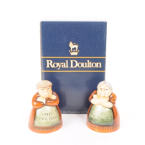 140 - Royal Doulton - 1996 porcelain salt and pepper shakers comprised of D 7067 Toil For Men pepper shake... 