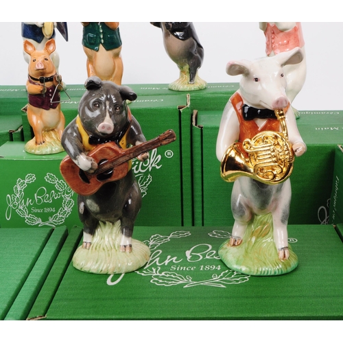 141 - Beswick - Vintage 1990s thirteen porcelain Pig Promenade figurines, comprised of three PP4 Andrew fi... 