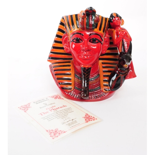 142 - Royal Doulton - 1996 porcelain Flambe The Pharaoh D7028 character jug hand made and hand decorated, ... 