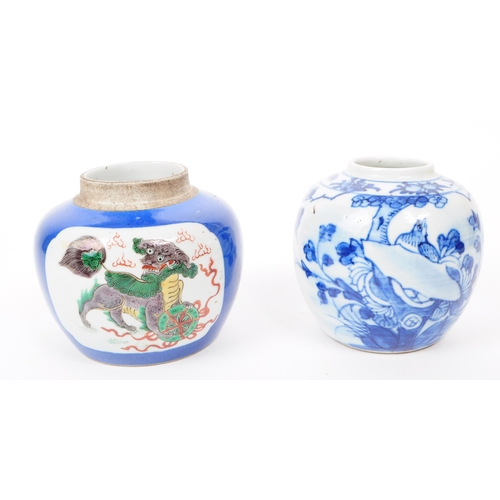 157 - Two 19th and 20th century Chinese porcelain ginger jars. One having blue and white hand painted flor... 