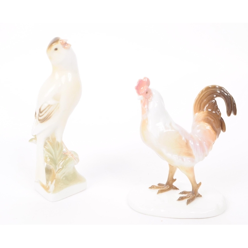 164 - Königlich Nymphenburg - Two 20th century German Nyphenburg porcelain bird figures. One in the form o... 