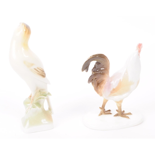 164 - Königlich Nymphenburg - Two 20th century German Nyphenburg porcelain bird figures. One in the form o... 