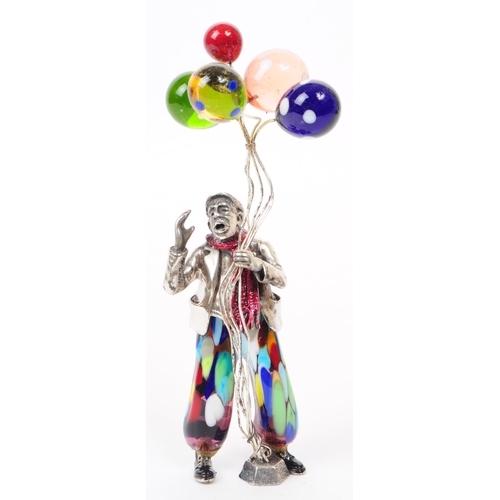 166 - Vittorio Angini - A vintage mid 20th century Italian Murano glass and sterling silver clown figure. ... 