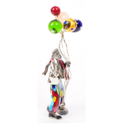 166 - Vittorio Angini - A vintage mid 20th century Italian Murano glass and sterling silver clown figure. ... 